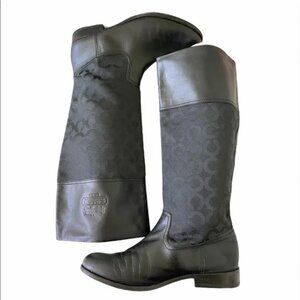 Coach Black Leather Classic Logo Canvas Chrissi Riding.  SZ 7.5